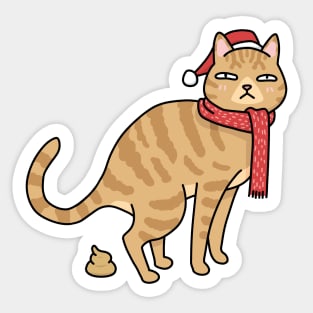 Christmas Orange Cat Pooping Sticker